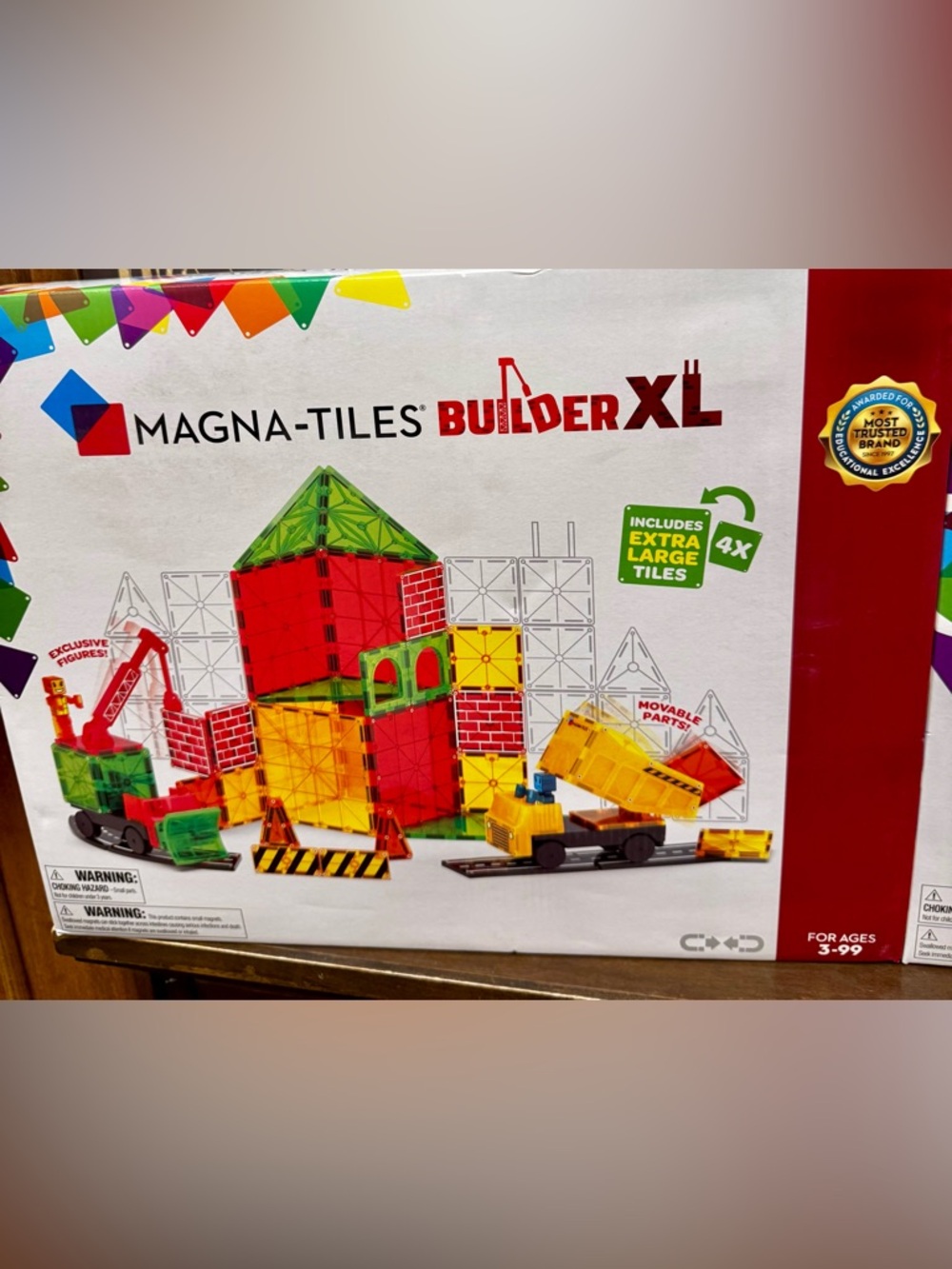 Magna-Tiles Builder XL Kids Magnetic Building Set - Red, Yellow, Green